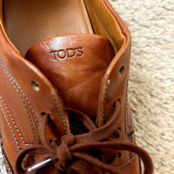 TOD'S $750 Brown Leather Wingtip Brogues Size 39 EU Men's 9 Lace-Up Dress Shoes‎ - Picture 14 of 16